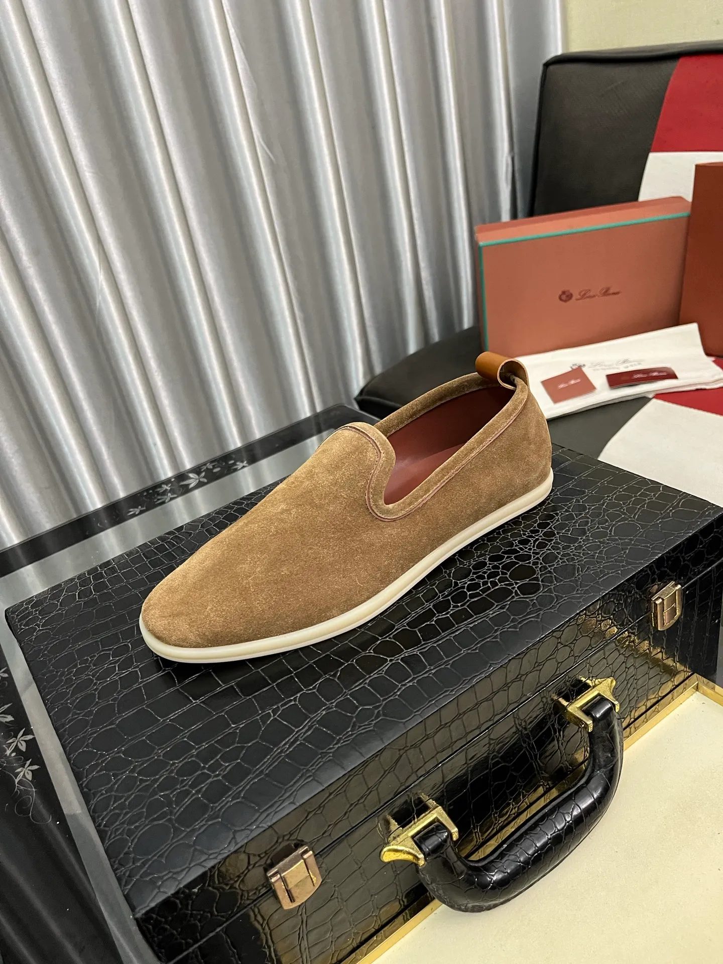 Men's men's shoes 💰420⌚️⌚️Loro*Piana pure original 2023 soft and comfortable LP deerskin flat casual star same style slip-on Loft men's shoes size 38-44